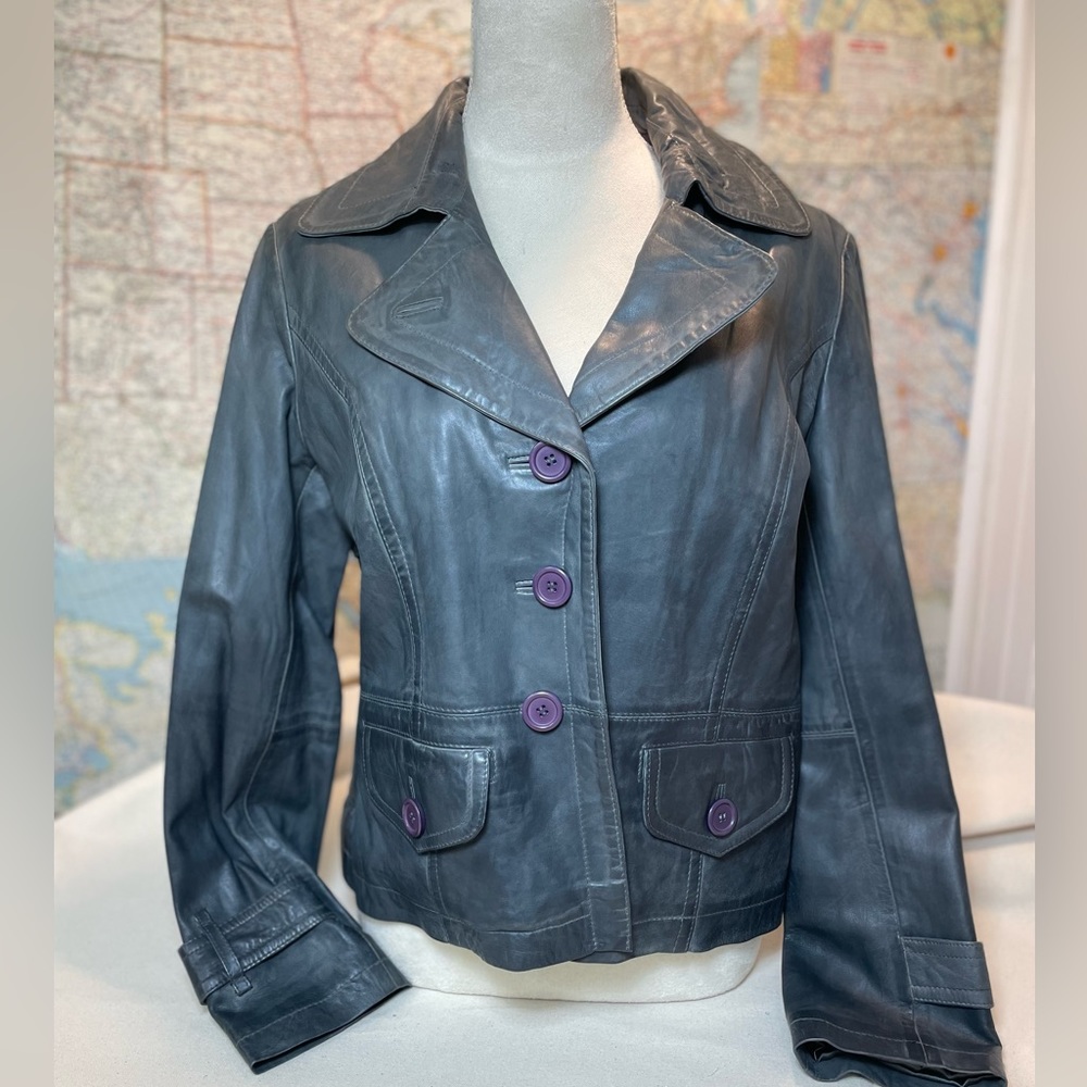 Bagatelle Genuine Leather Buttery Soft Gray Jacket. Women’s size XL